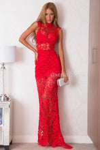 Load image into Gallery viewer, Lace Goddess Maxi Dress (Red)