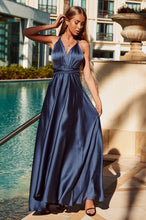 Load image into Gallery viewer, The Perfect Date Satin Maxi Dress (Navy)