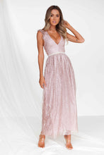 Load image into Gallery viewer, Wealth of Glitter Maxi Dress (Rose Gold)