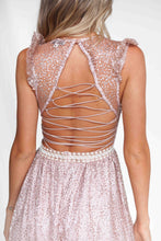 Load image into Gallery viewer, Wealth of Glitter Maxi Dress (Rose Gold)