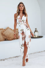 Load image into Gallery viewer, Floral Fantasy Maxi Dress (White/Brown Floral Print)
