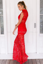 Load image into Gallery viewer, Lace Goddess Maxi Dress (Red)
