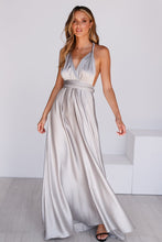 Load image into Gallery viewer, The Perfect Date Satin Maxi Dress (Silver)
