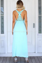 Load image into Gallery viewer, Macrame Goddess Maxi Dress (Baby Blue)
