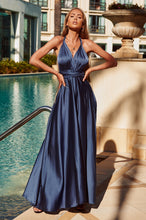 Load image into Gallery viewer, The Perfect Date Satin Maxi Dress (Navy)
