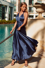 Load image into Gallery viewer, The Perfect Date Satin Maxi Dress (Navy)
