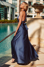 Load image into Gallery viewer, The Perfect Date Satin Maxi Dress (Navy)
