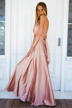 Load image into Gallery viewer, The Perfect Date Satin Maxi Dress (Mocha) - SAMPLE SALE
