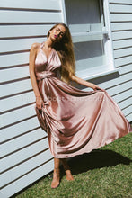 Load image into Gallery viewer, The Perfect Date Satin Maxi Dress (Mocha) - SAMPLE SALE
