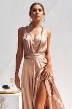 Load image into Gallery viewer, The Perfect Date Satin Maxi Dress (Mocha) - SAMPLE SALE
