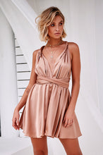 Load image into Gallery viewer, The Perfect Date Satin Mini Dress (Mocha)
